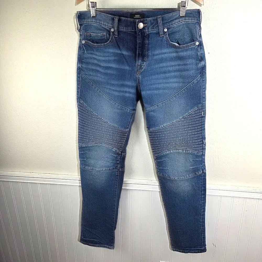 Men's True Religon Rocco Moto Relaxed Skinny Denim Blue Jeans Size 32